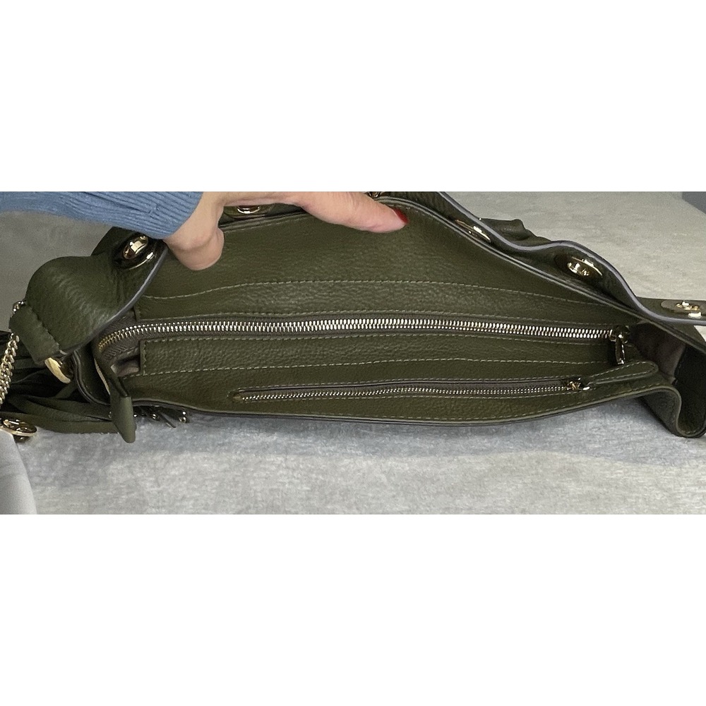 Michael Kors Brooklyn Large Leather Shoulder Handbag Purse Olive Army Green Bag - Picture 16 of 16
